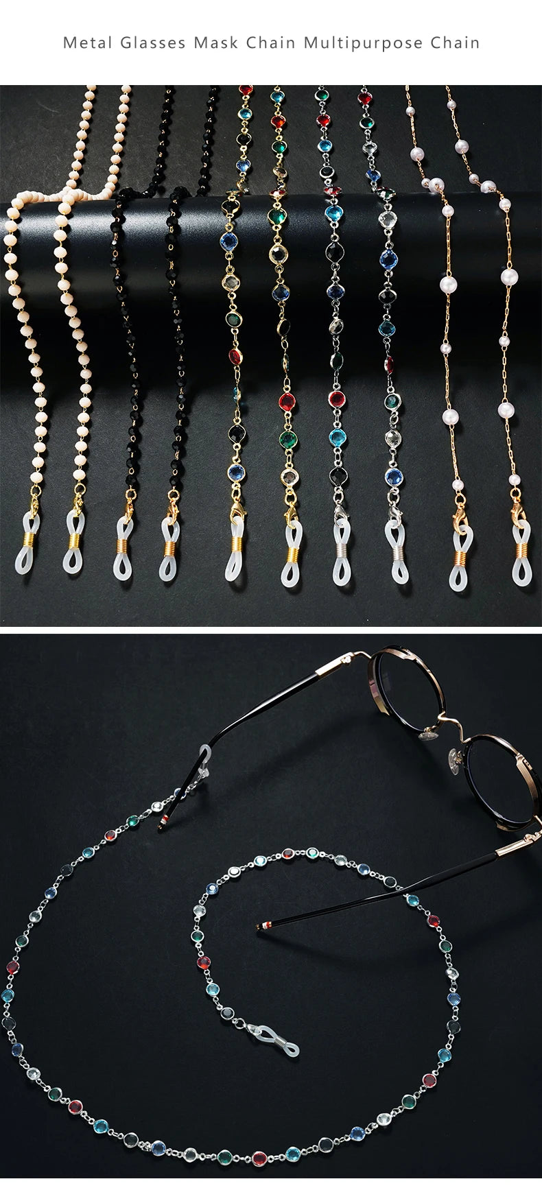 2022 New Eyeglasses Chains Women Sunglasses Holder Necklace Eyewear Retainer Accessories Pearls Sunglasses Chains Gold