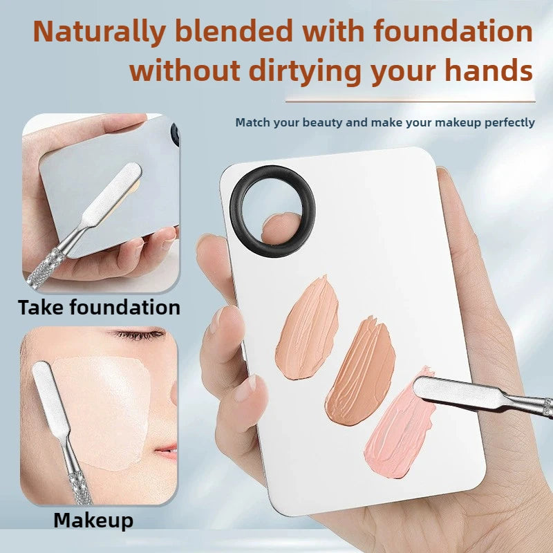 Ultra Thin Foundation Brush Makeup Mixing Palette with Spatula Flat Face Contour Brush Cosmetic Puff Blender Beauty Makeup Tools
