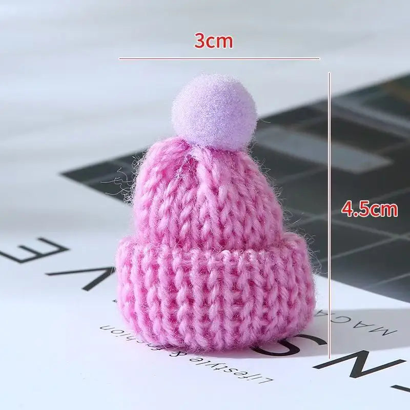 Christmas Decoration  Mini Knit Hat Mini Christmas Scarf Set Knitting Craft Doll Hats Jewelry Making Hair Decoration New year