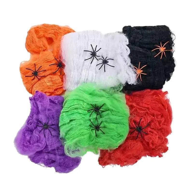Halloween Scary Party Scene Props White Stretchy Cobweb Spider Web Horror Halloween Decoration For Bar Haunted House