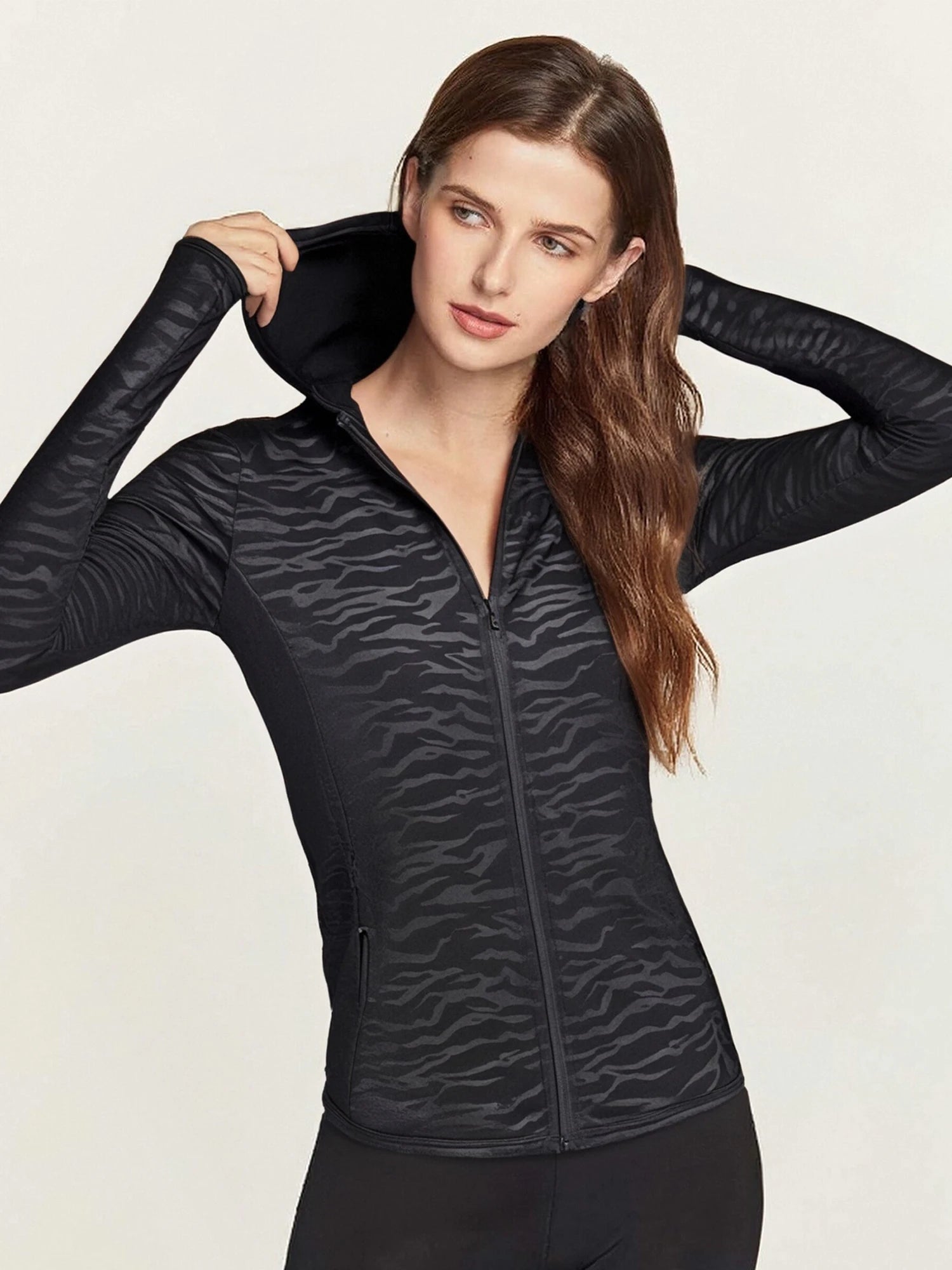 Womens Fashionable Jacket Daily Outdoor Quick Drying Breathable Casual Top Polyester Ammonia Fleece Knitted Fabric