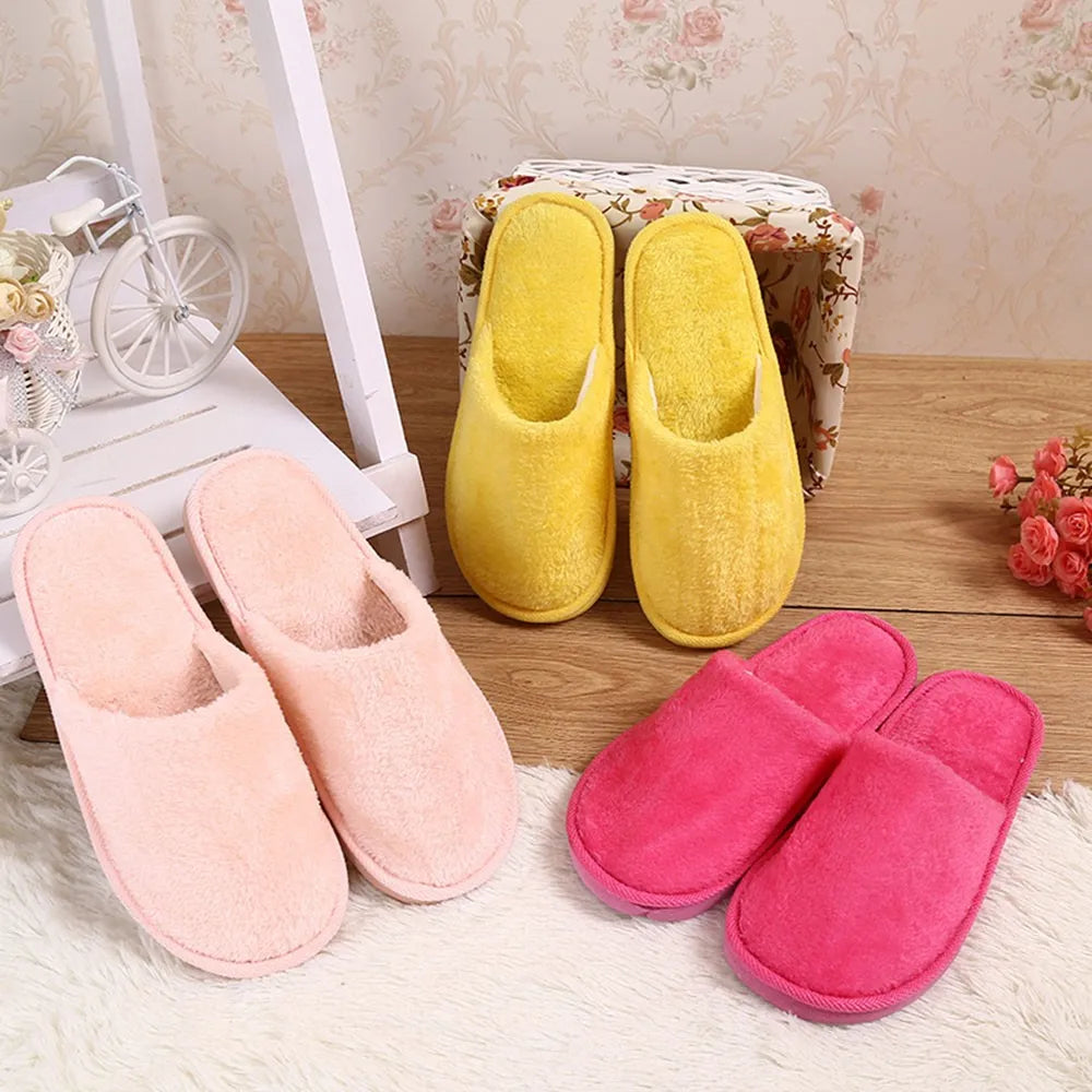 Men's Winter Slippers Warm Bedroom Plush Shoes Home Floor Soft Indoors Thin Velvet Solid Color Non Slip Half Drag Slipper