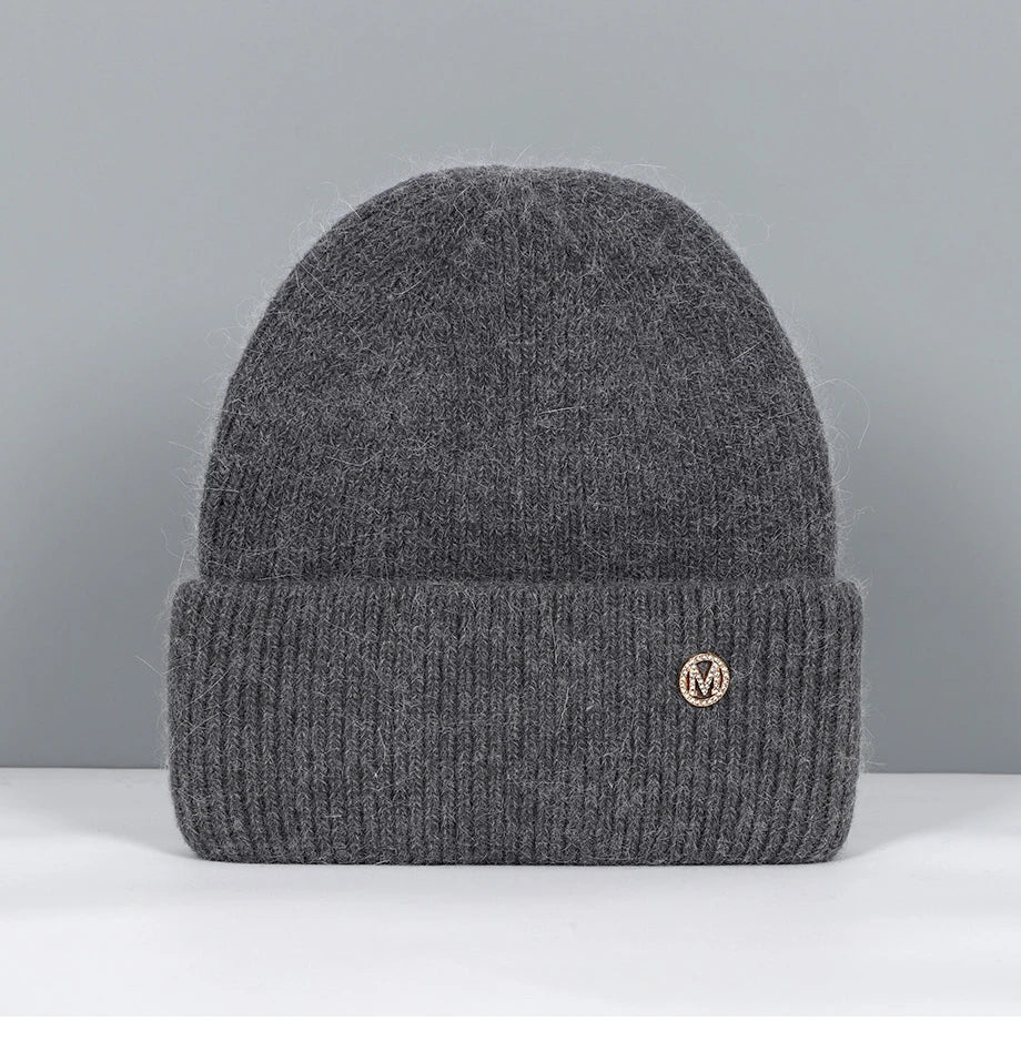 Winter Hats For Women Rabbit Fur Beanie Hat Woman Knitted Skullies Beanies Solid Wool Soft Autumn Winter Cashmere Caps Bonnet