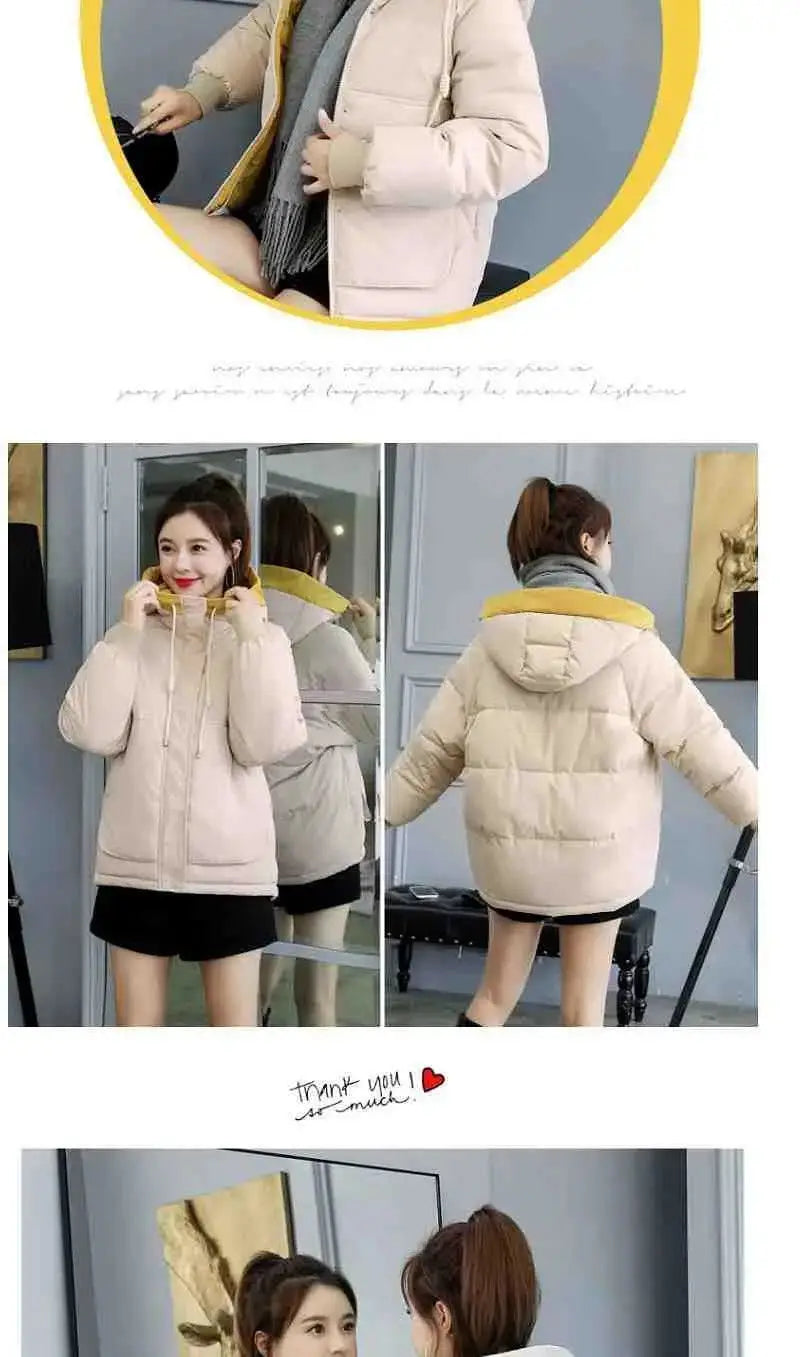 Women Winter Jacket 2025 New Warm Thicken Cotton Coat Korean Plus Size Loose Bread Jacket Women Hooded Basic Coat Winter Outwear