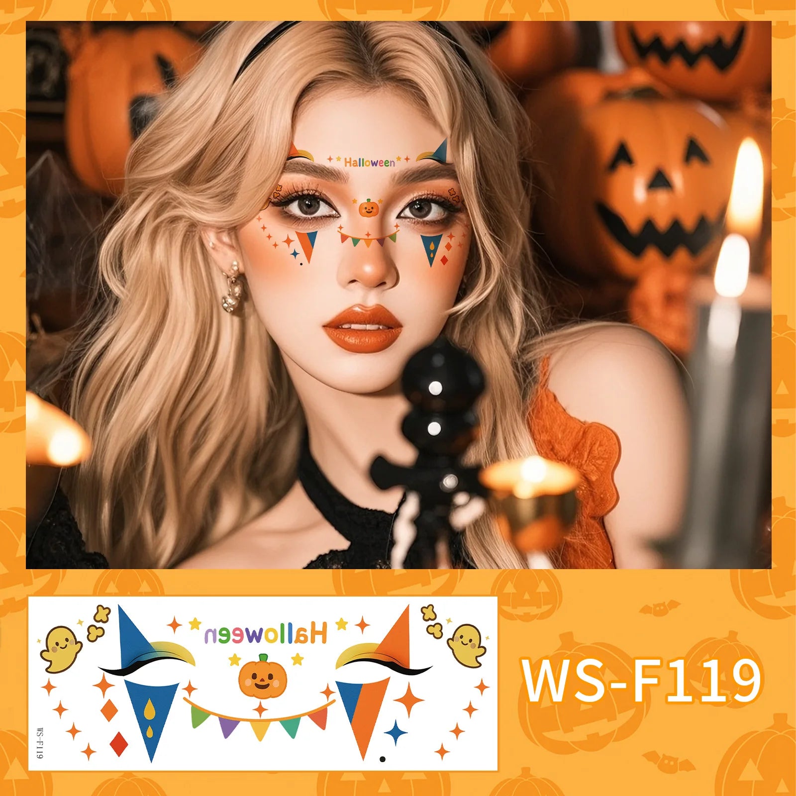 Halloween Makeup Face Stickers Cute Makeup Tattoo Stickers Waterproof and Sweat-Proof Tattoo Stickers