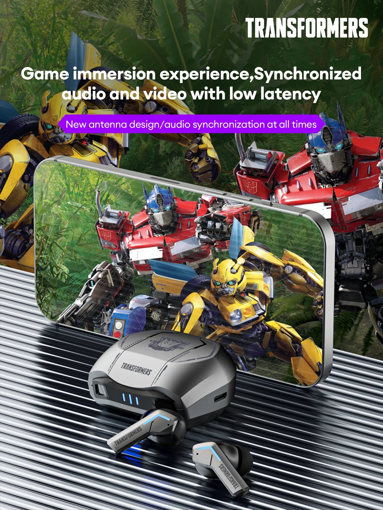 Transformers TF-T06 Bluetooth 5.3 Headset Dual Mode Noise Reduction Earphone for Video Game HIFI Earbuds Stable Connection