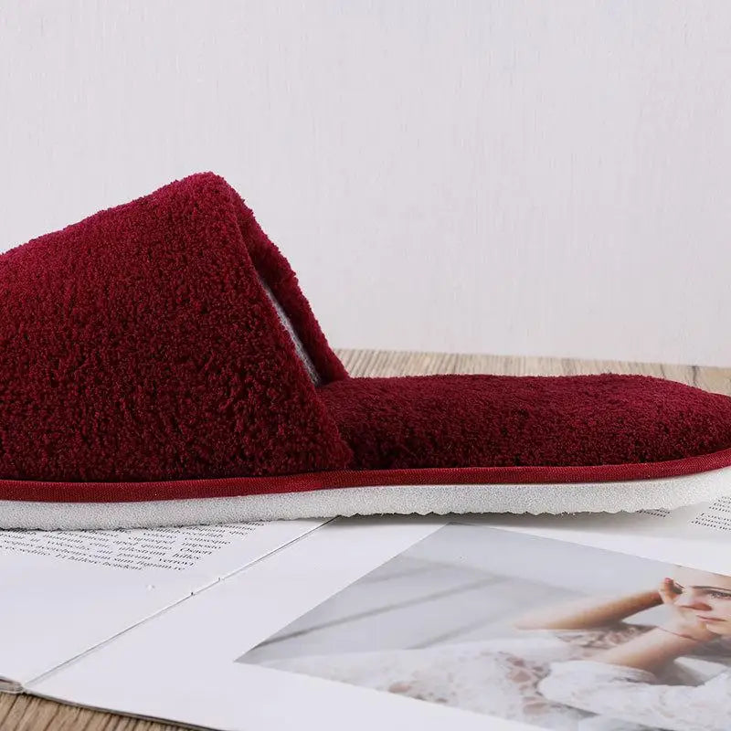 Women Indoor Slippers warm furry Home Slipper Winter Home shoes Women Men House Flat Closed Toe Slides for Bedroom Flip Flops