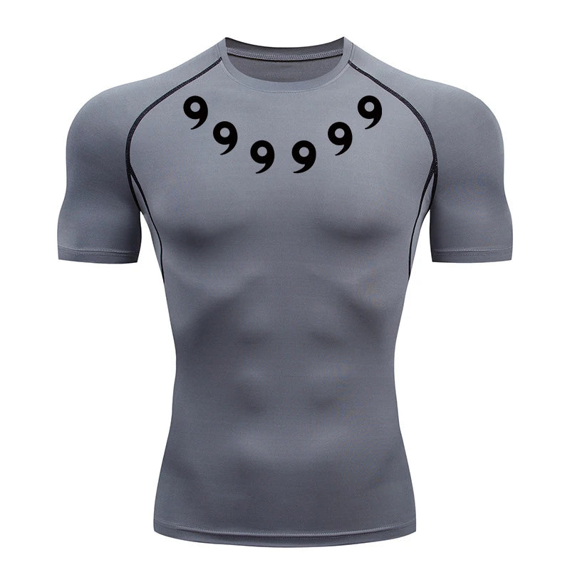 Print Compression Shirts for Men Gym Workout Athletic Quick Dry Tshirts Tops Training Running Baselayers Undershirts Rash Guard