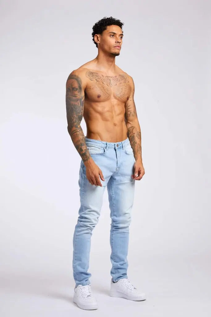 2025 New style denim men's pants, Instagram trend, black slim-fit high-waisted denim jeans for men