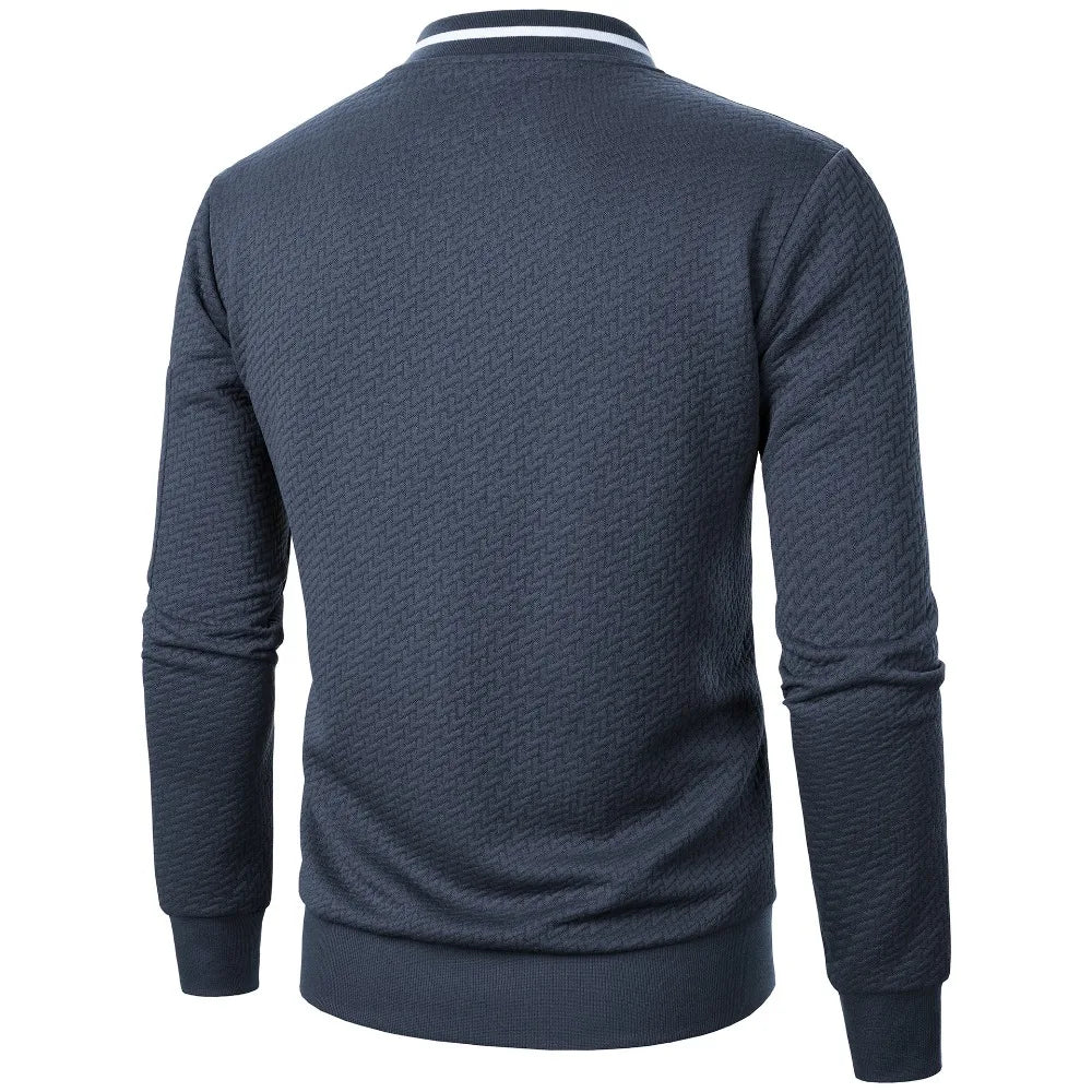 Men's Baseball Jacket Streetwear Autumn New Fashion Solid Color Casual Jackets for Men Jacquard Fabric Men's Coat