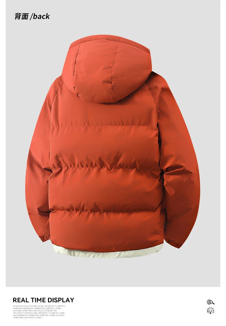 male Outerwear hooded jacket Men's winter loose jacket Cotton coat man fashion  parkas Men windproof thick warm Down Jacket