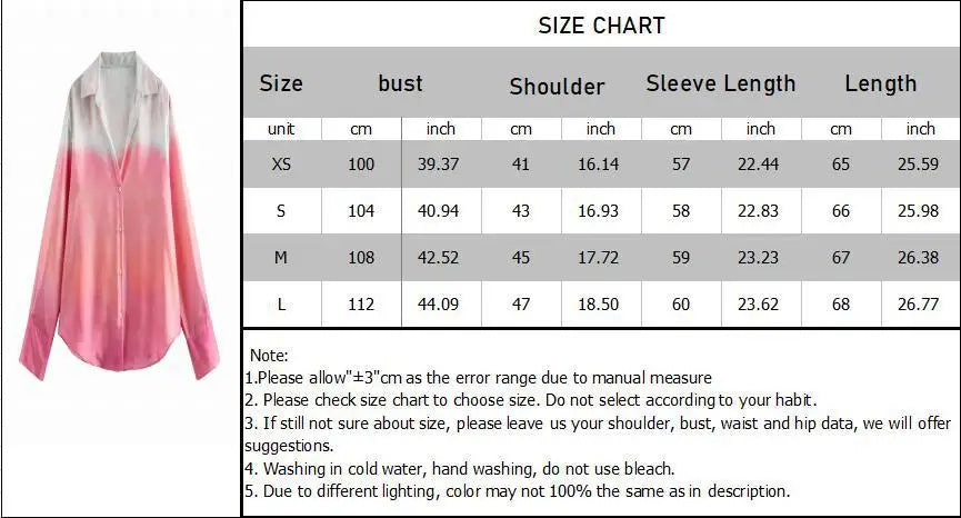 Women's Autumn Suit Tie Dye Turn-Down Collar Single Breasted Blouse+High Waist Gradient Zipper Casual Streetwear Wide Leg Pant