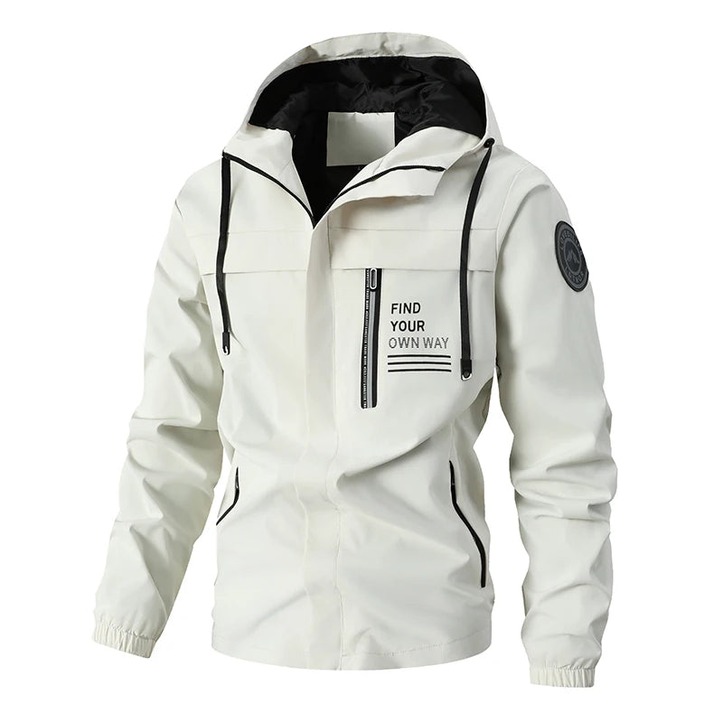 Fashion Men's Casual Windbreaker Jackets Hooded Jacket Man Waterproof Outdoor Men's Spring-Autumn Outdoor Shell Jacket