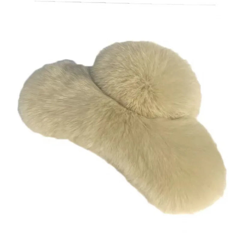 Autumn Winter Oversized Faux Fur Crab Hair Clip Rabbit Hair Claw Clips Cute Plush Ponytail Barrettes Girls Hair Accessories