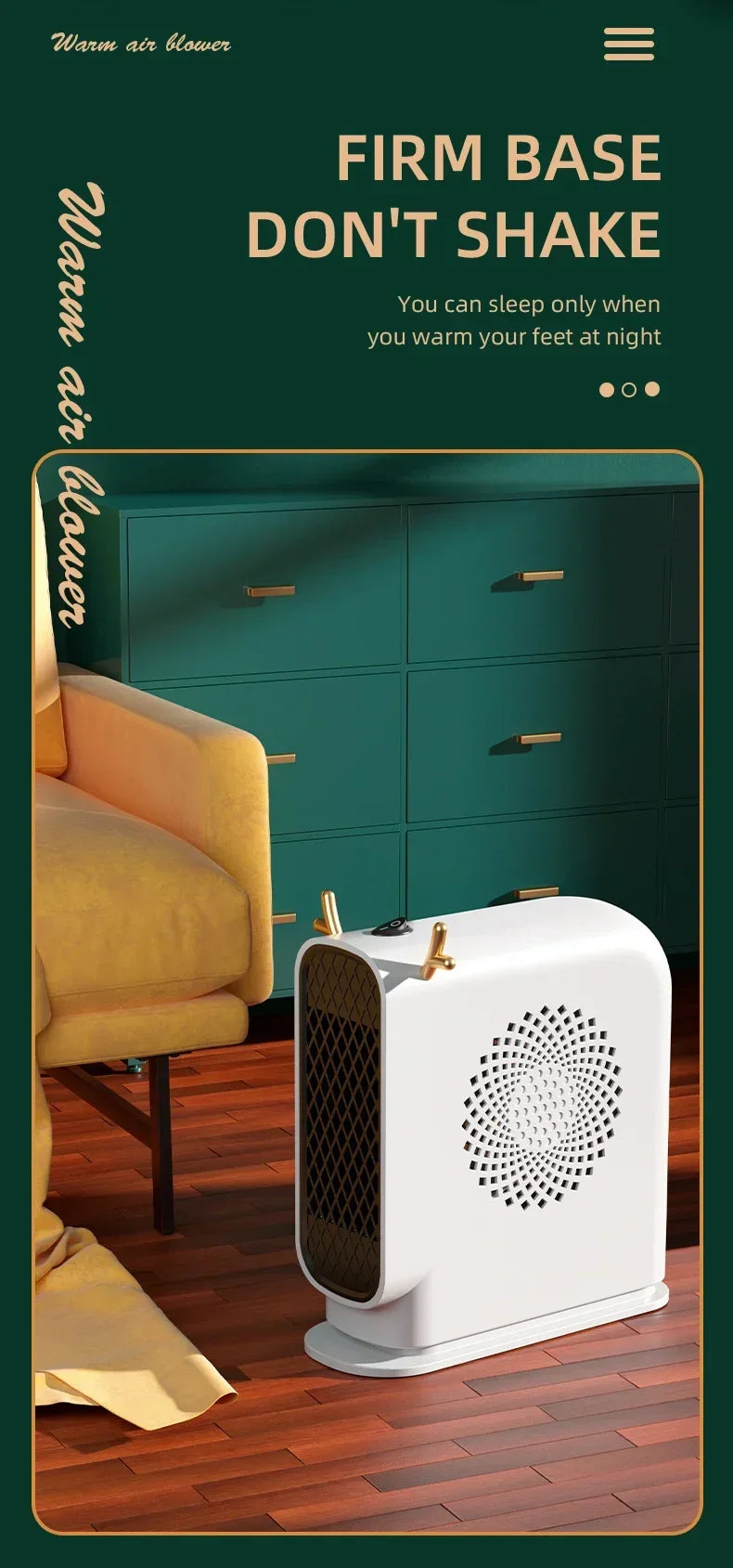 Portable Mini Electric Heater Fast Heating Energy Saving Handheld Warming Device Ideal For Home Use Dormitory Heating