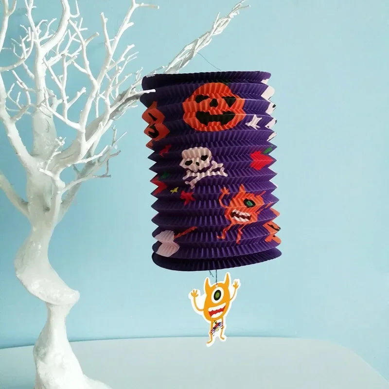 Halloween Paper Lanterns Pumpkin Bat Skull Spider Witch Lantern Haunted House Hanging Pendants Happy Halloween Day Party Decor