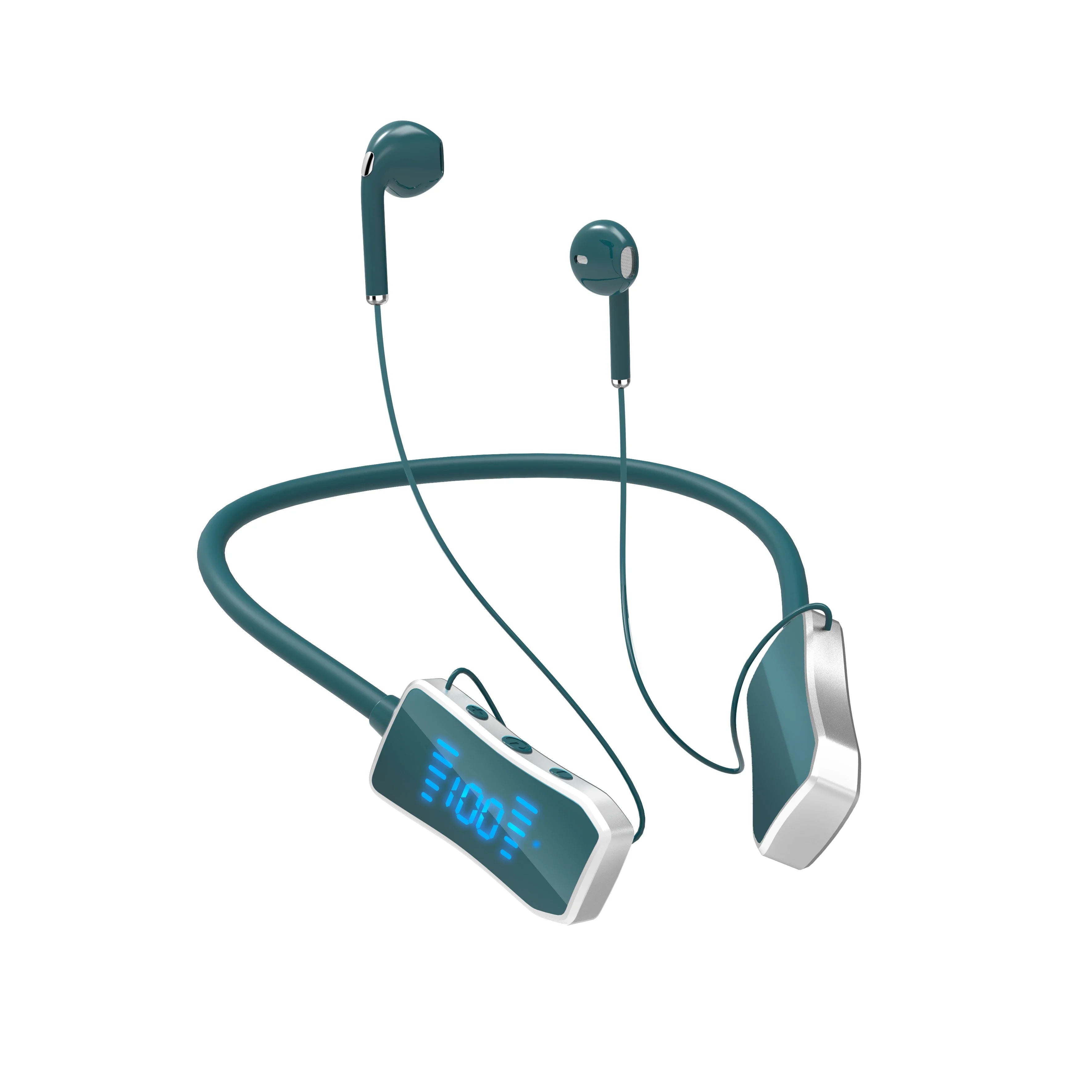 LED Display Stereo Wireless Bluetooth Earphones Magnetic Hanging Neck Headphones Headset Sports Gamer Headsets Noise Reduction