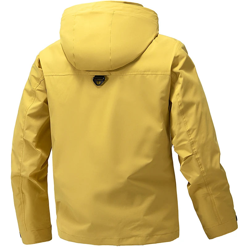 Jacket Mens Spring autumn New men jacket  solid color hooded Jackets casual coat Men's business coats Size M-4XL 5XL Hat detacha