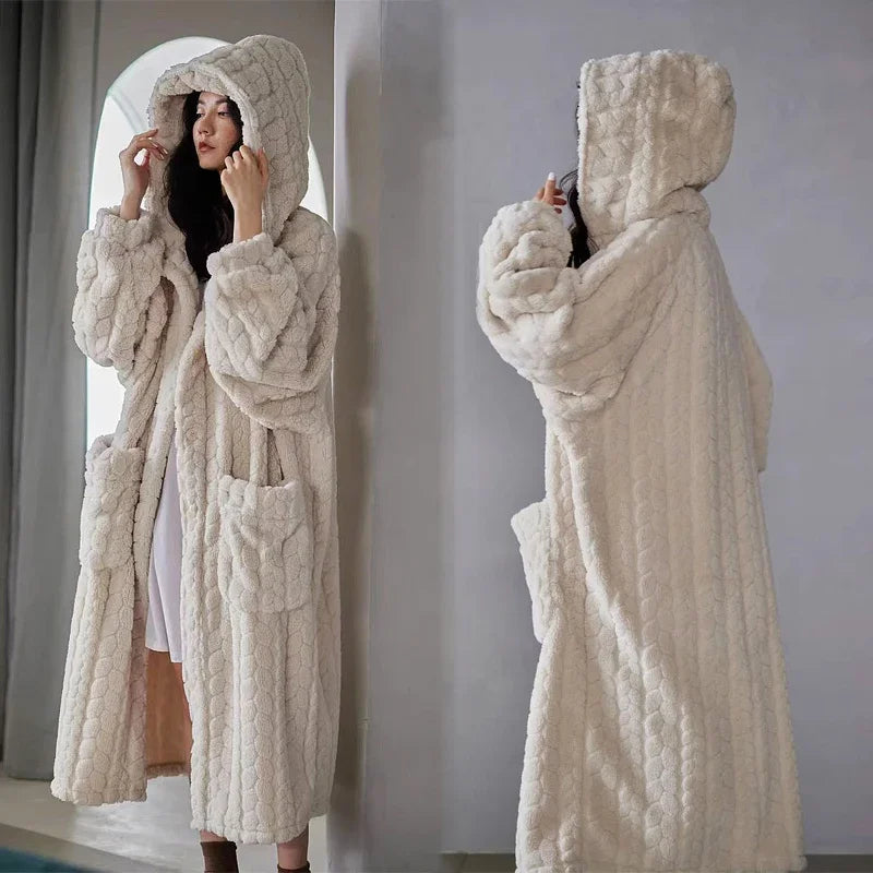 2025 Winter Robe For Women Sweet Elegant Jacquard Fashion Homewear Sleepwear Loungewear Christmas Night Warm Comfy Long Bathrobe