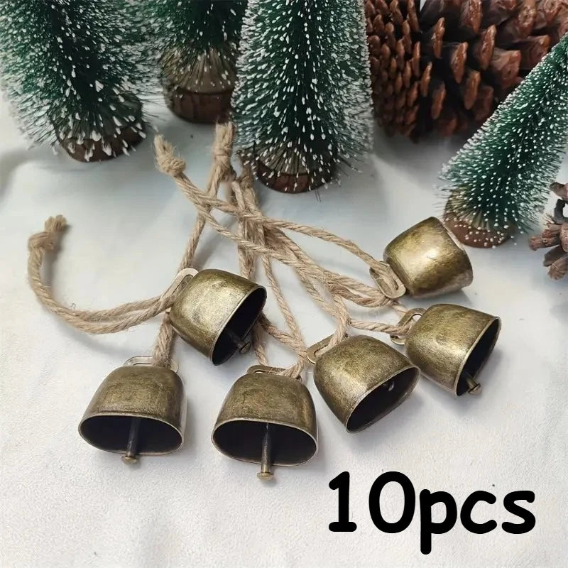 [Christmas] Cow and Sheep Bells, Pet Bells, Christmas Decoration Jingle Bells on Twine, Twine Cow Bells.Christmas Decorations