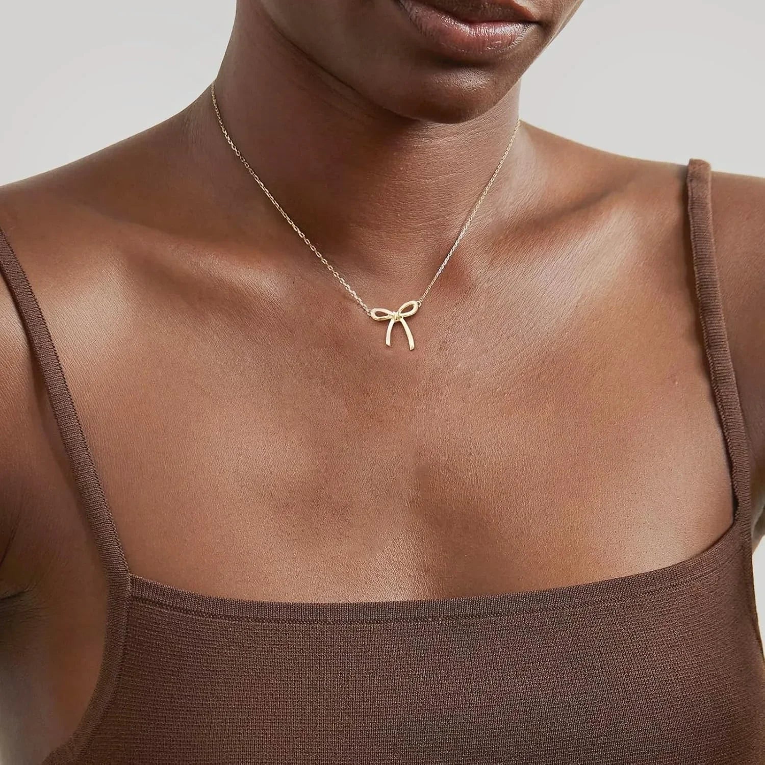 Gold Necklace for Women Bow Necklace Gold Silver Plated Necklace Cute Bow Pendant Choker Chain Necklaces for Women Jewelry Gift