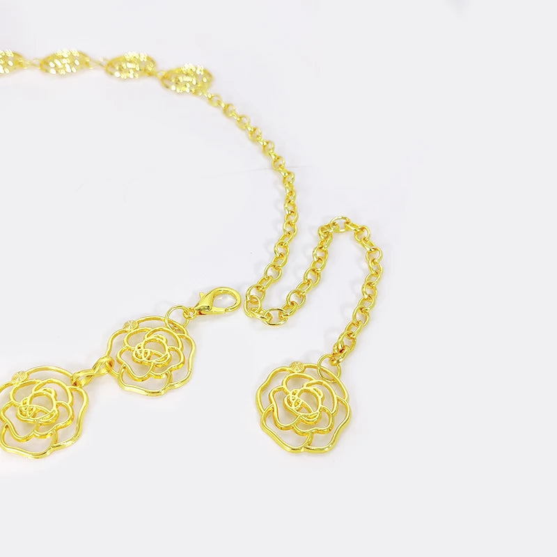 Women's Flower Accessories Skirt Suit Decoration Belt Waist Chain Metal Belts for Women Cowgirl Western Adjustable Concho Belt