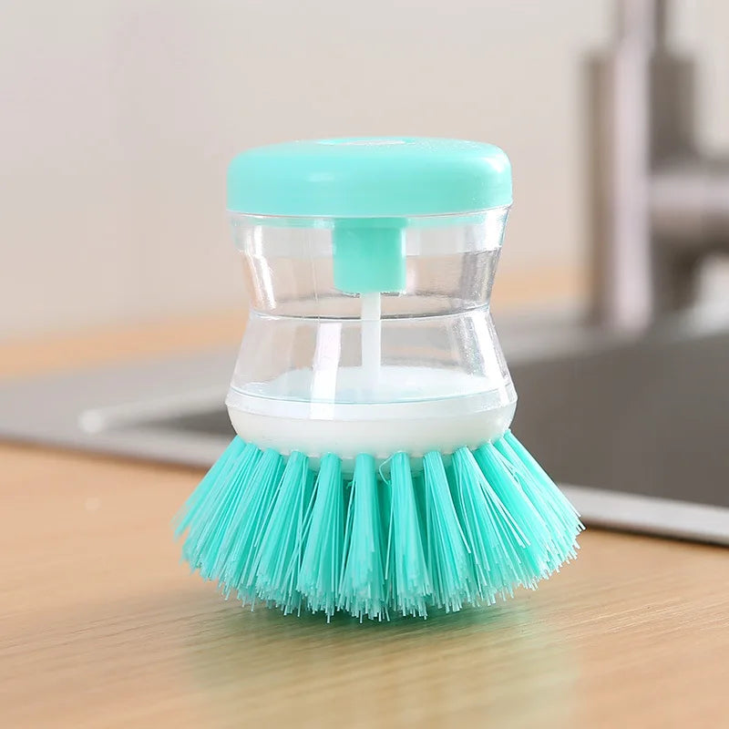 Random Color Kitchen Wash Pot Dish Brush Washing Utensils with Washing Up Liquid Soap Dispenser Household Cleaning Accessories