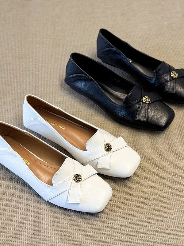 Womens Loafers Shoes Round Toe Female Footwear British Style Slip-on Retro Dress Preppy On Heels Mary Janes Floral Shoes On Heel