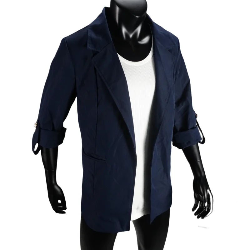 Women's Jacket Spring Summer New Arrivals Roll-up Cuffs Outerwears Lined Open Stitch Thin Jackets for Streetwear Womans Clothing