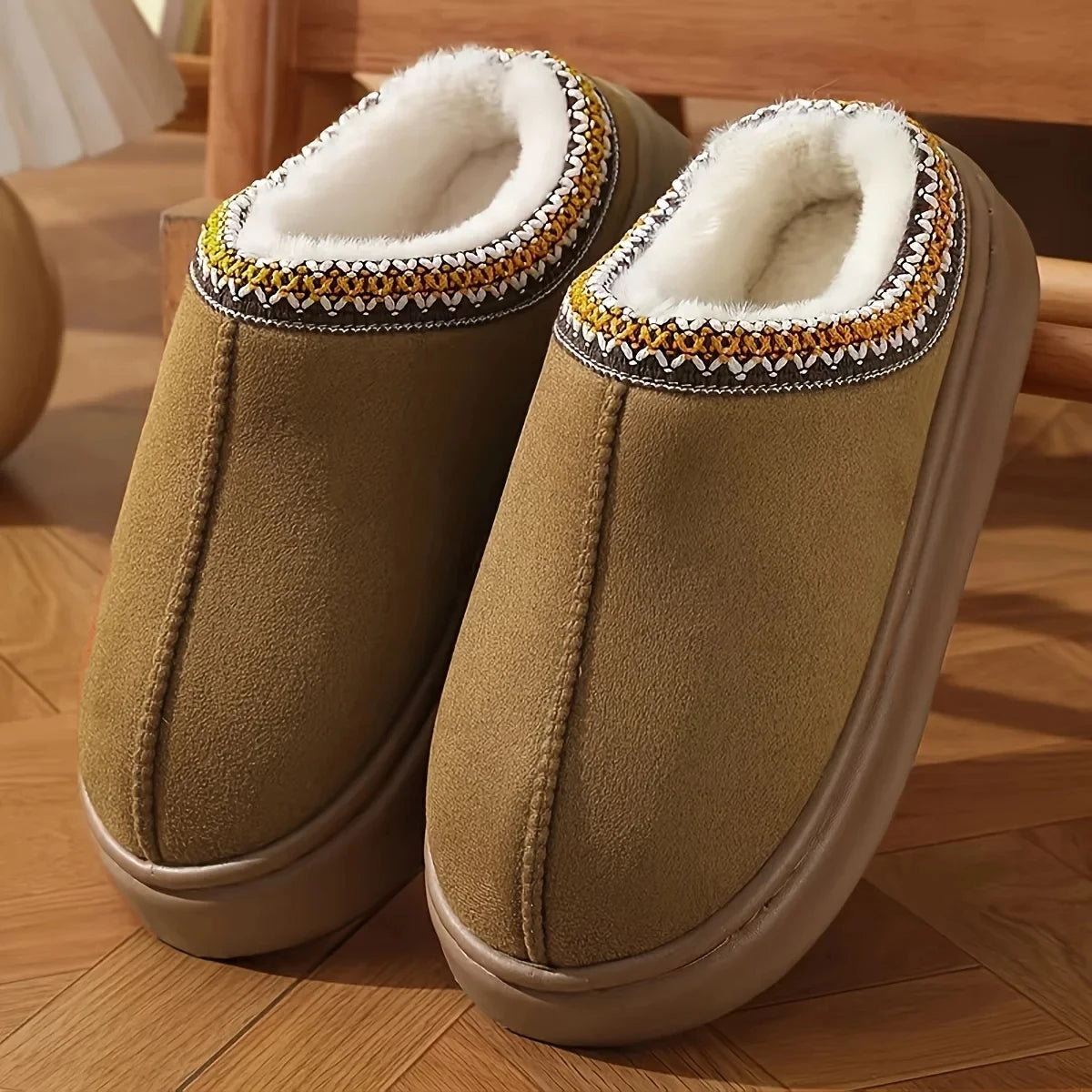 Women's Comfort Slippers Soft Sole Winter Warm Indoor Outdoor Shoes Elegant Couple Style For Home Bedroom Living Room Office