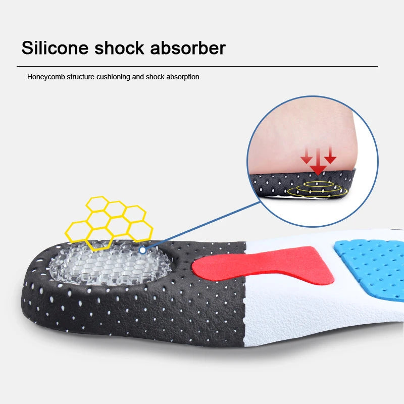 Orthopedic Insoles for Man Women Memory Foam Cushion Gel Insole Silicone Arch Support Pads Sport Shoe Pad Soft Running Insert