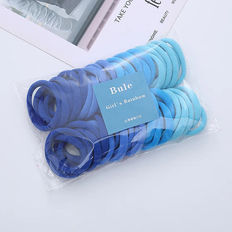 50PCS/Set Women Girls Basic Hair Bands 4cm Simple Scrunchies Elastic Headband Hair Ropes Ties Ponytail Hair Accessories Headwear