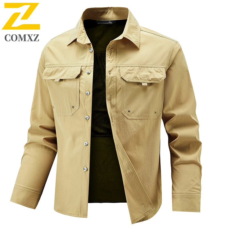 Men's Long Sleeved Shirt Comfortable Breathable Elastic Fashionable Versatile Workwear Shirt Outdoor Hiking and Commuting Shirt