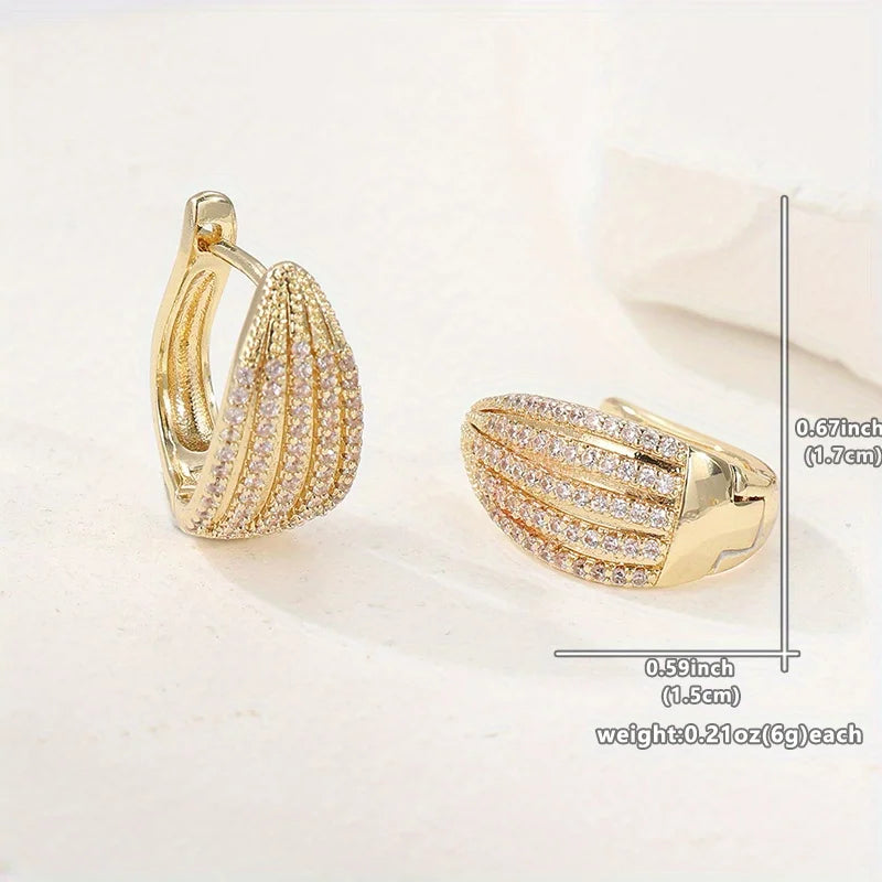 Women's Fashionable Wedding Jewelry, Inlaid with Synthetic Round White Zircon Hoop Earrings, Small Round Earrings