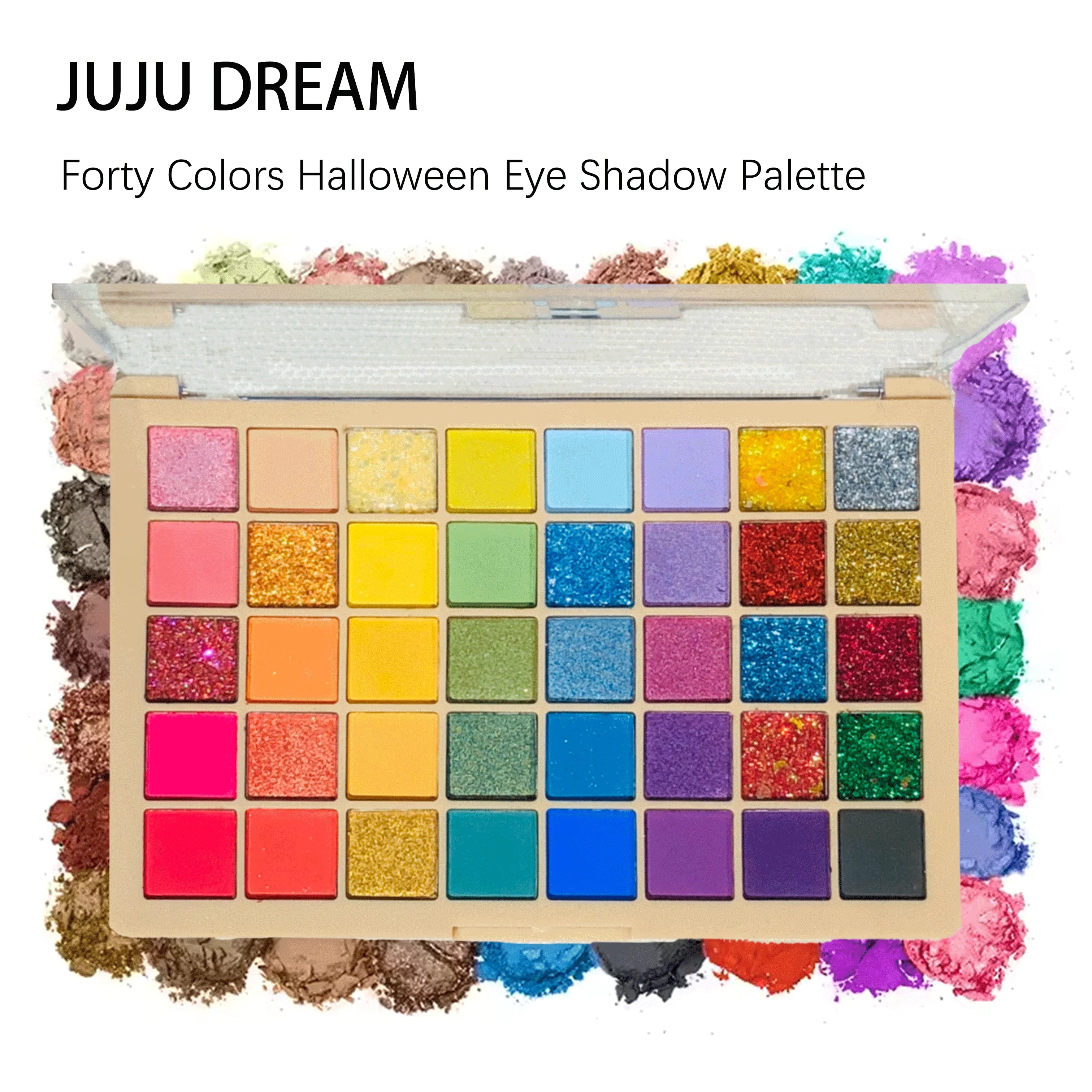 Halloween 40-color eyeshadow palette - Makeup color harmony, rainbow tones, glitter, powder texture, pearl, makeup, shiny