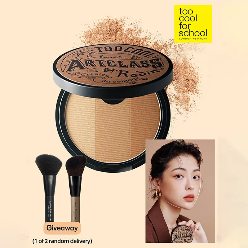 K-Beauty Matte Powder Contour Palette，with Brush, Light, Smooth, Velety Texture ,With mirror, Slimming Facial, Natural Gradation