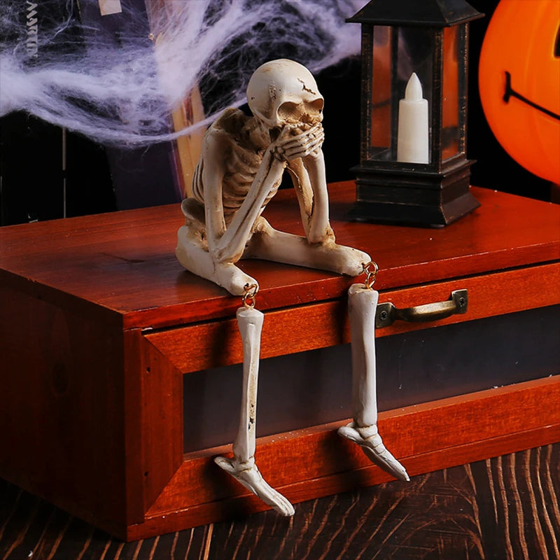Halloween Statues See Speak Hear No Evil Skeleton Figurine Realistic Skull Decorations Skull Statues Halloween Gothic Home Decor