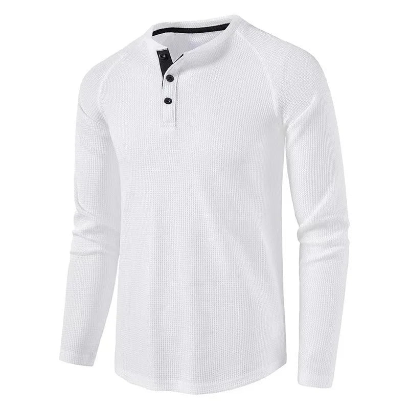 New Men's T-Shirts For Autumn And Winter Solid-Color Long-Sleeved Undershirts For European And American Men Henry Shirts For Men