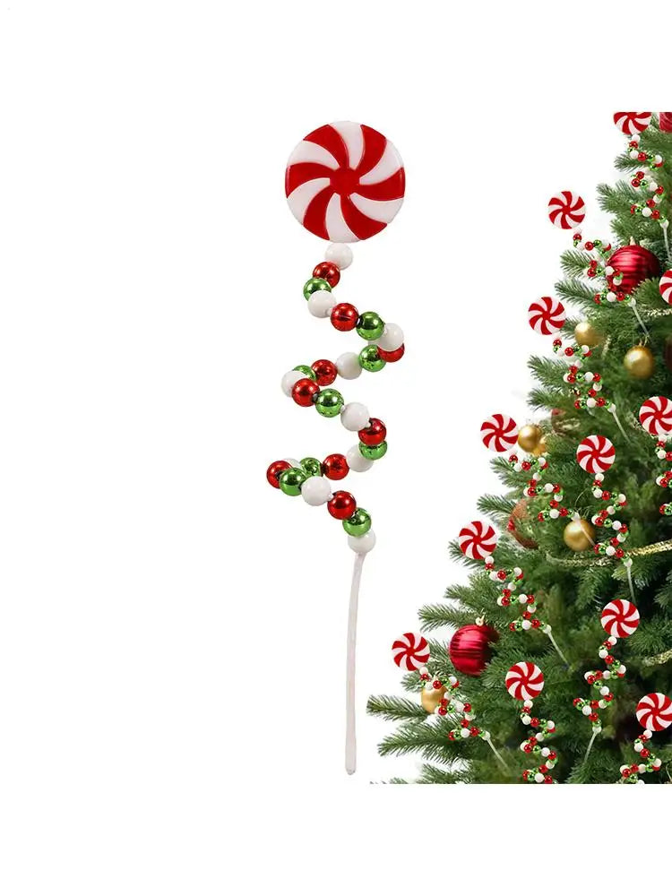 Christmas Candy Cane Decorations Christmas Tree Decoration Red White Lollipop Decoration Curved Candy Christmas Tree Stems Decor