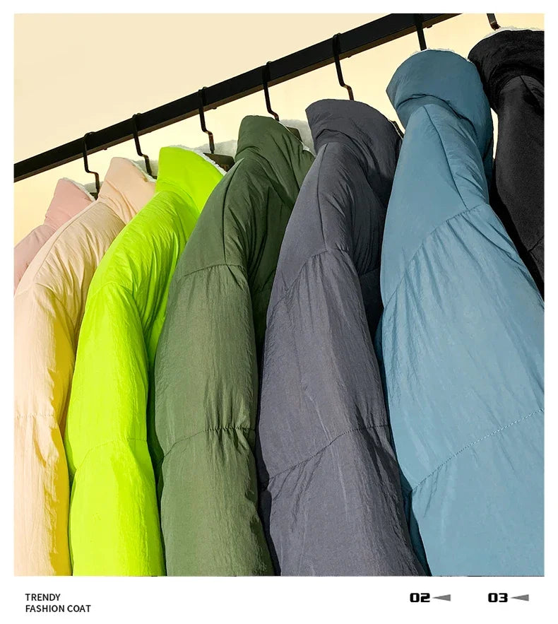 Down jacket men's handsome bread jacket Hong Kong style loose collar and velvet ins assorted bread jacket