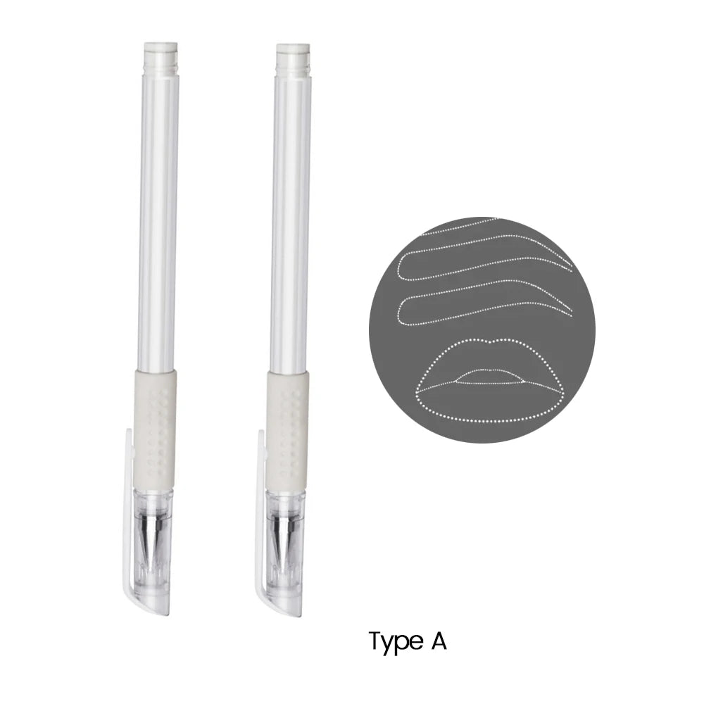 2PCS Eyebrow Marker Pen Microblading Surgical Skin Permanent Make up Supplies White Surgical Scribe Tool Tattoo Accessories Pens