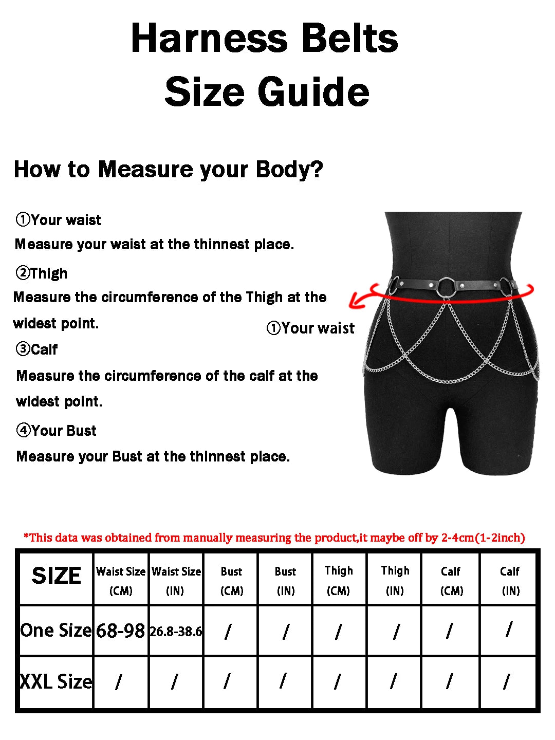 Women PU Leather Harness Belt Waist Chain Harness Fashion Waistband Accessory Punk Gothic Clothing Jewelry Belt Accessories