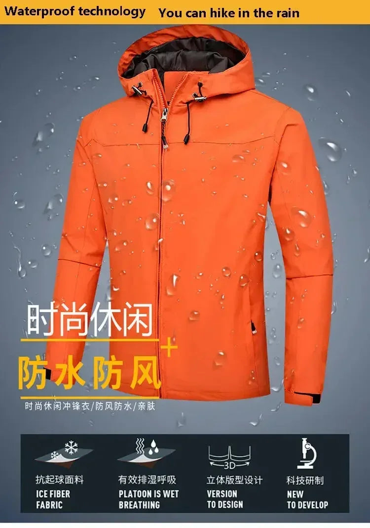 2025 Men's waterproof jacket, camouflage bomber coat with hood, high-quality windproof jacket, a genuine man's jacket
