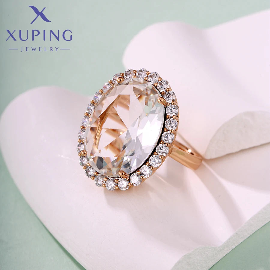 Xuping Jewelry Store Charm Jewellery Copper Alloy Big Stone Women Ring with Gold Color for Party Gift X000440174