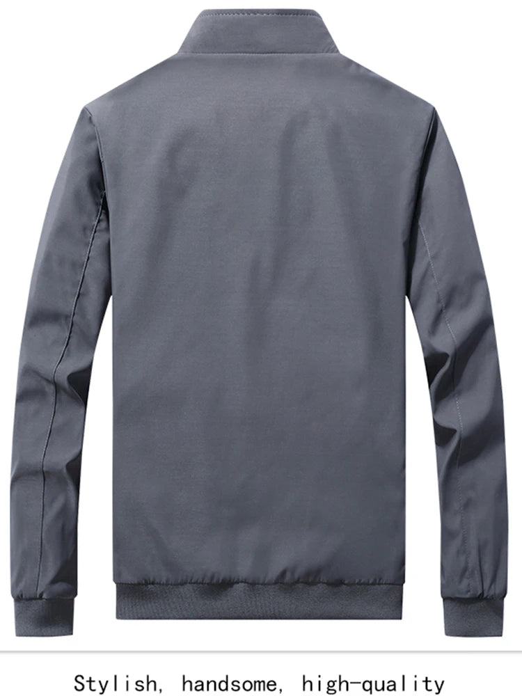 Business Jacket Men New Fashion Trend Spring Autumn Double-Sided Comfortable Jackets Versatile Stand Up Collar Workwear Coat Man