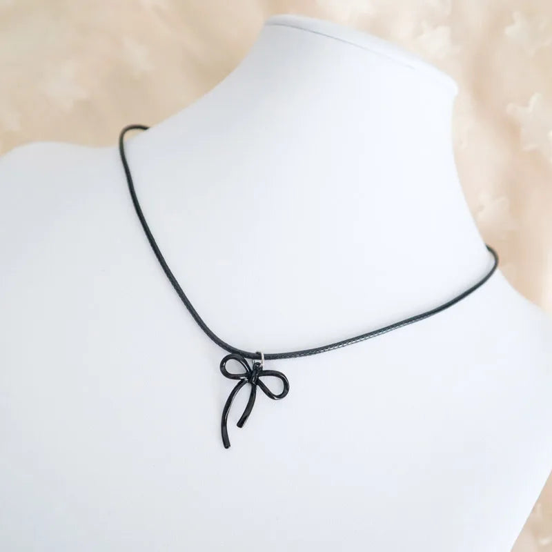 Sexy Choker for Women Bow Lace Tie Zircon Cross Necklace Clavicle Lady Jewelry Accessories Girl Gift