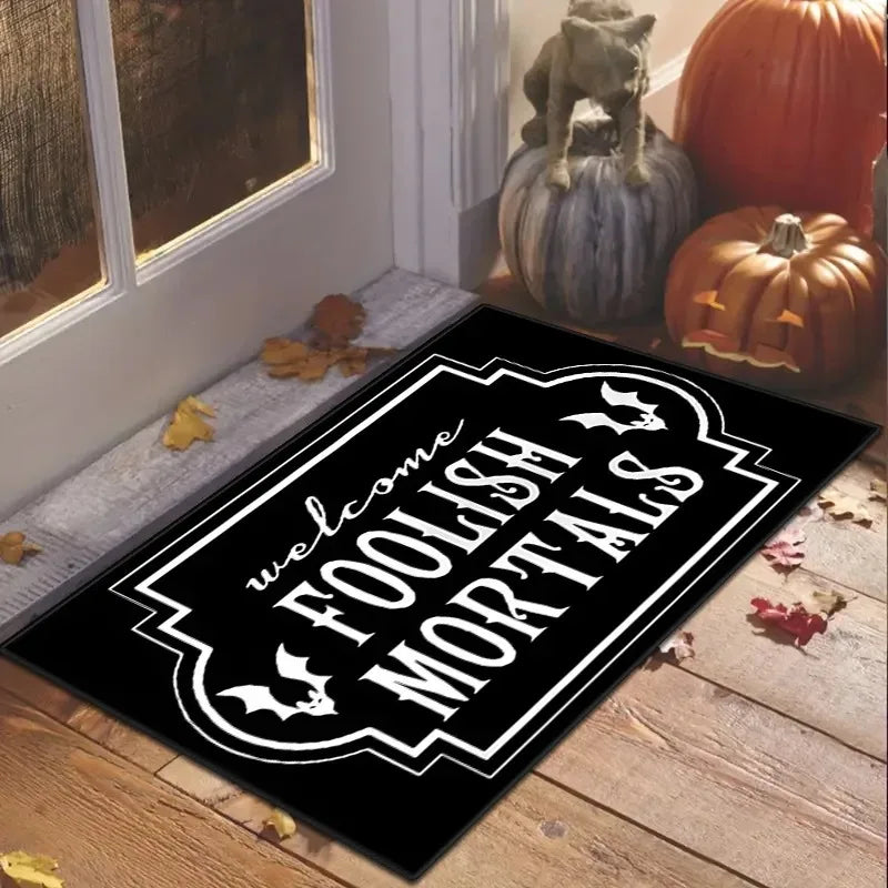 Halloween Day of The Dead Decorative Rug, Durable Home Decor Festive Atmosphere Entrance Door Mat Kitchen Mat