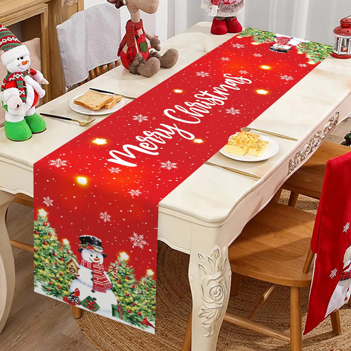 Christmas Table Runner Merry Christmas Decoration for Home Xmas Party Decor 2025 Navidad Notal Noel Ornament Happy New Year 2026