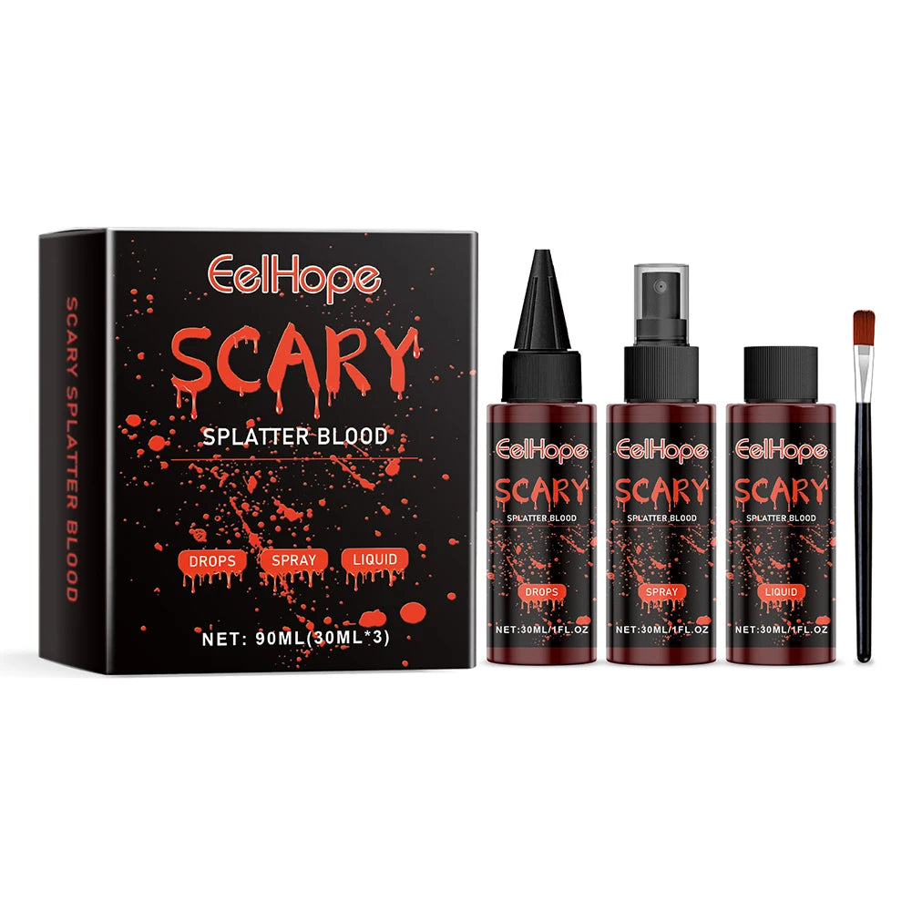 Halloween Fake Blood Makeup Kit Fake Blood SFX Makeup Kit Non Toxic Scar Makeup Set Washable Long Lasting for Cosplay Dress Up