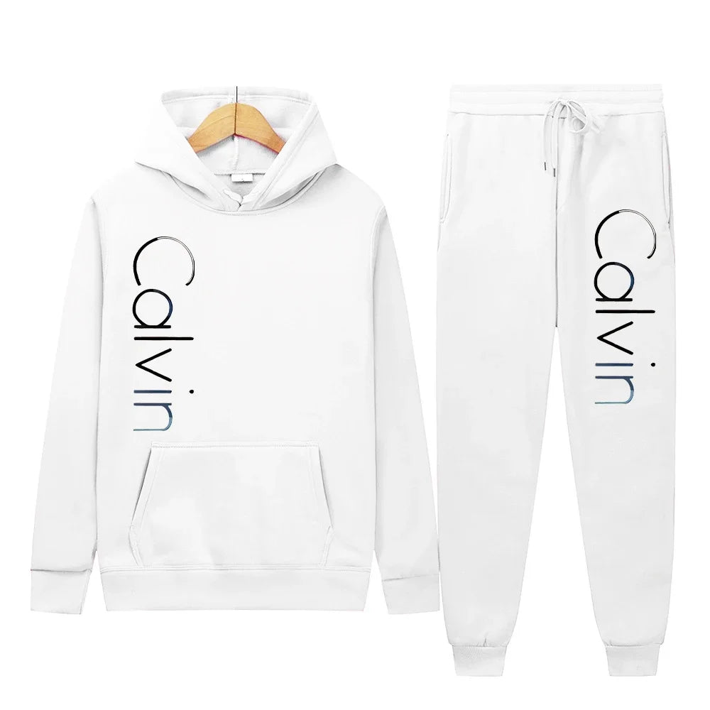 Men Tracksuit 2 Pieces Sets Hooded Sweatshirt +Drawstring Pants Male Hoodies Running Sportswear Men Women Autumn Sportwear